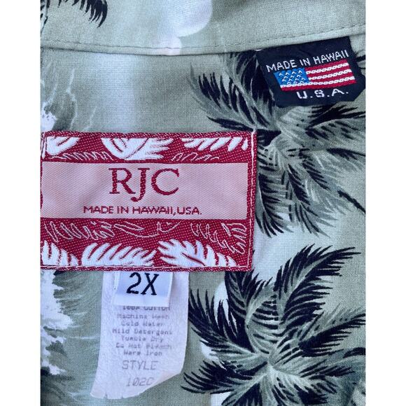 VTG RJC Hawaiian Fighter Shirt Planes USA Bomber WWII Design Mens Green‎ SIZE 2X - Picture 4 of 7